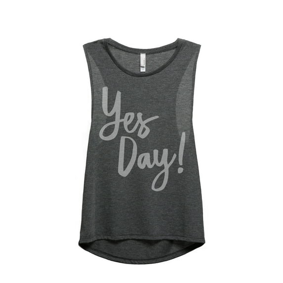 Thread Tank Yes Day Women's Sleeveless Muscle Tank Top Charcoal 2X-Large