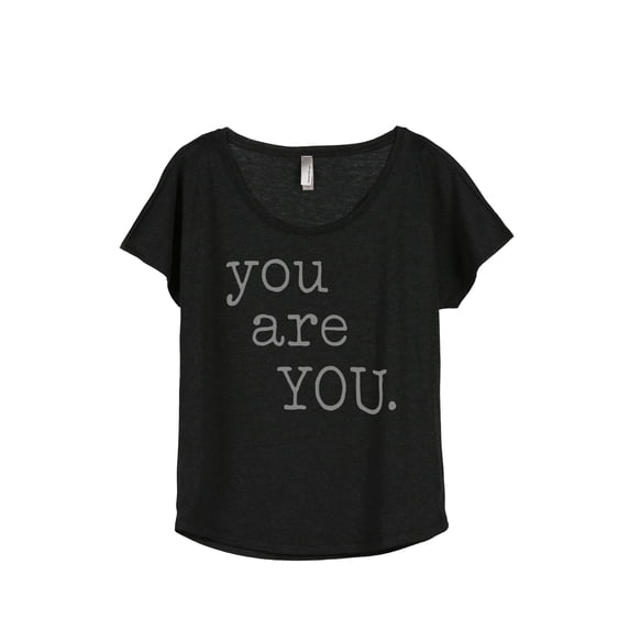 Thread Tank You Are You Women's Relaxed Slouchy Dolman T-Shirt Tee Heather Black Medium