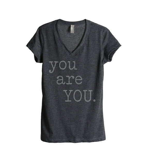 Thread Tank You Are You Women's Relaxed V-Neck T-Shirt Tee Charcoal X-Large
