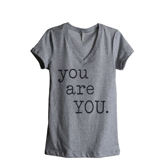 Thread Tank You Are You Women's Relaxed V-Neck T-Shirt Tee Heather Grey Small