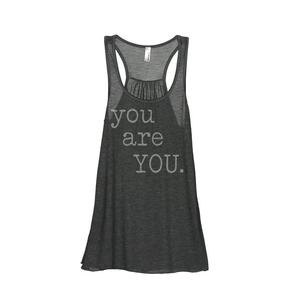 Thread Tank You Are You Women's Sleeveless Flowy Racerback Tank Top Charcoal X-Large