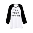 thumbnail image 1 of Thread Tank You Your Youre Unisex 3/4 Sleeves Baseball Raglan White Black Small, 1 of 4