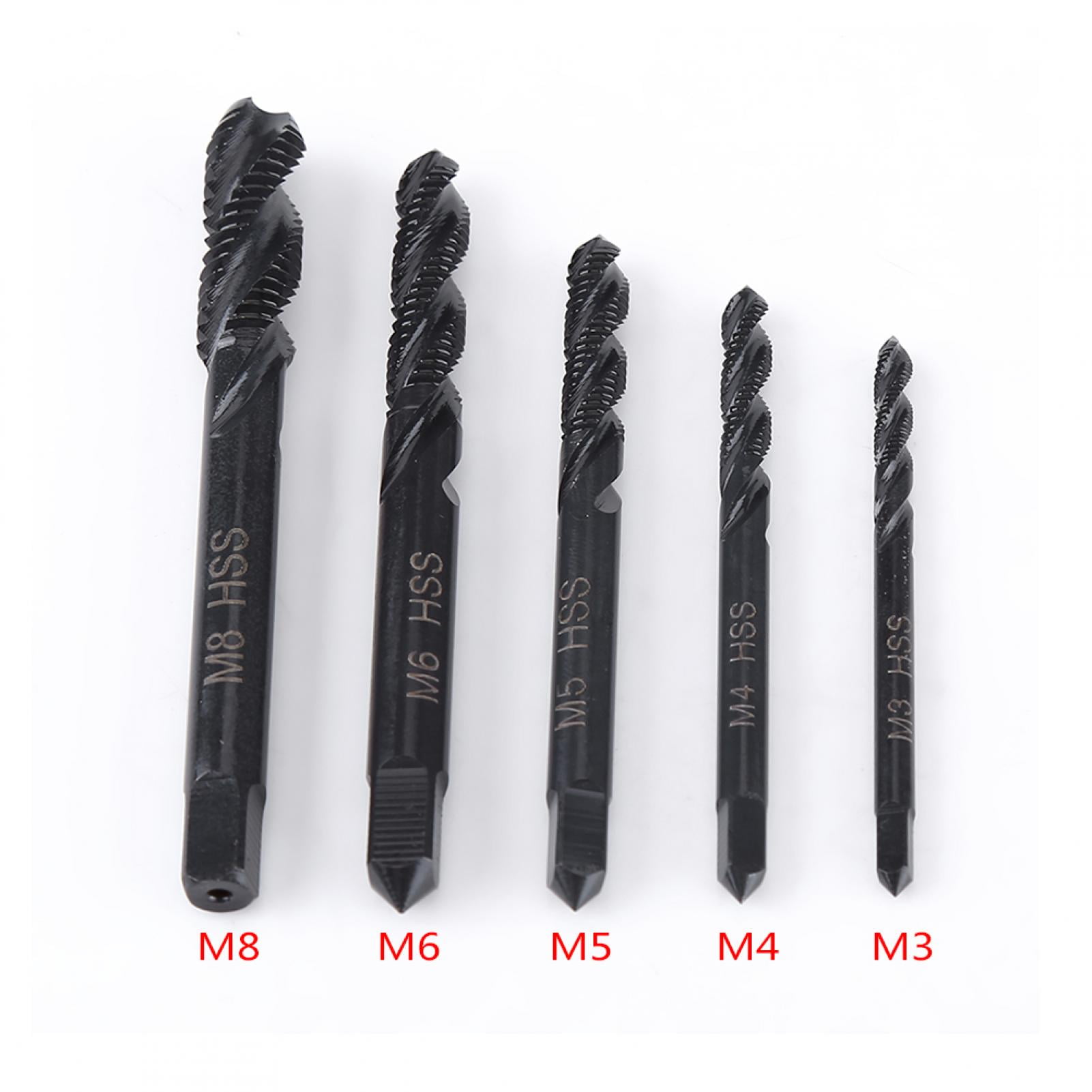 Thread Tap, 5pcs Metric Thread M3M8 Right Hand Spiral Flute Nitriding