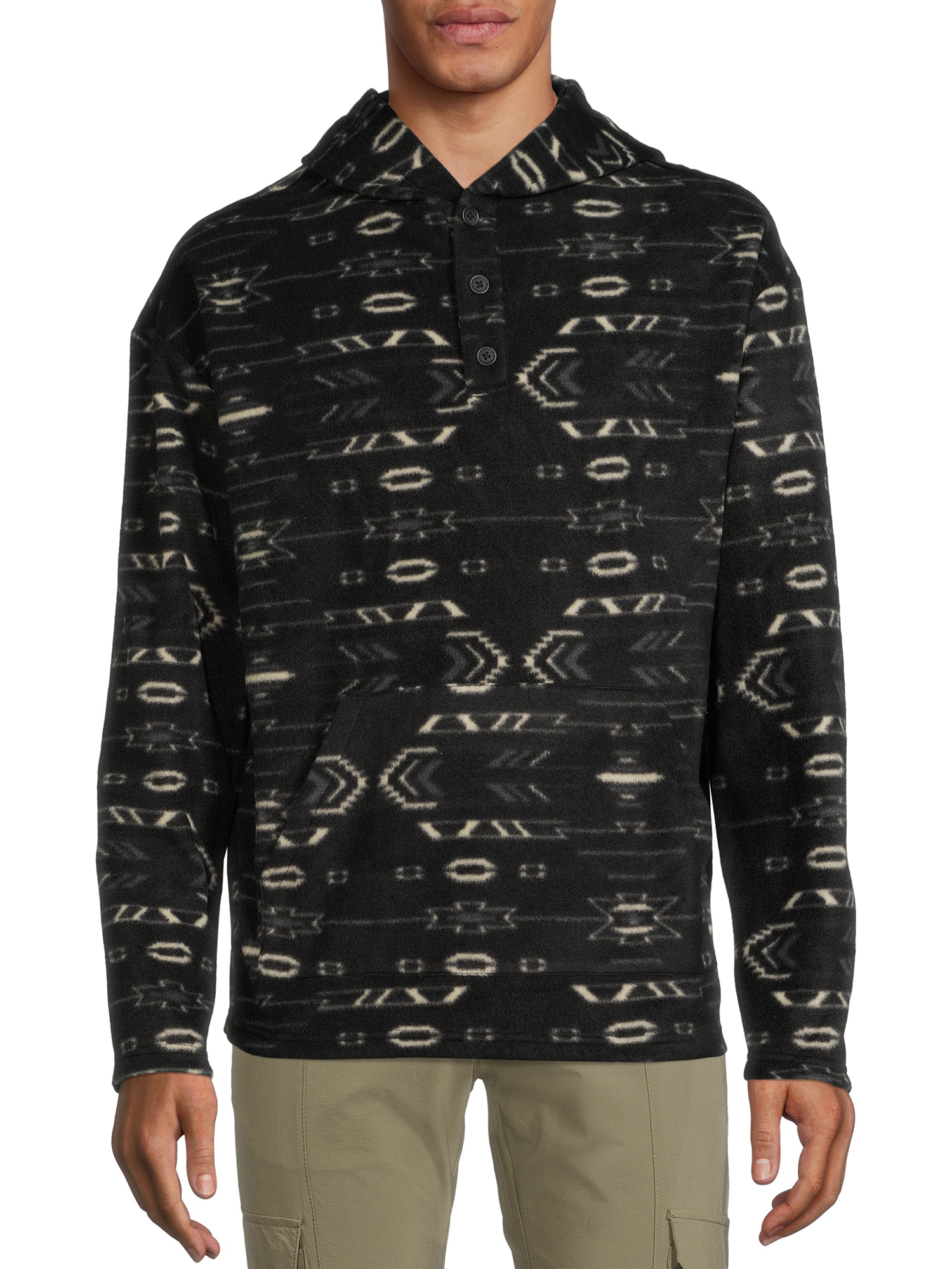 Thread Wave Men’s Polar Fleece Hooded Pullover with Long Sleeves