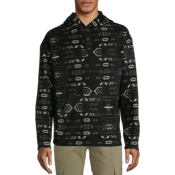 Thread Wave Men’s Polar Fleece Hooded Pullover with Long Sleeves