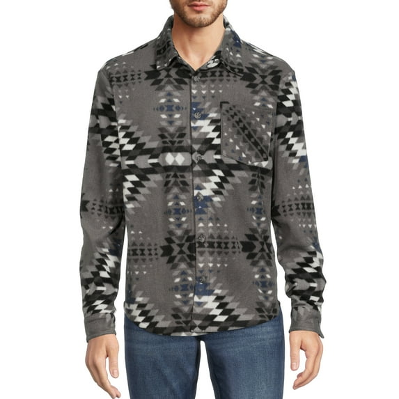 Thread Wave Men’s Polar Fleece Overshirt with Long Sleeves