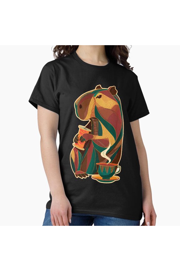 Thread and Tea Capybara H3155, Premium Unisex Tee – Extended Sizes Up to 5XL