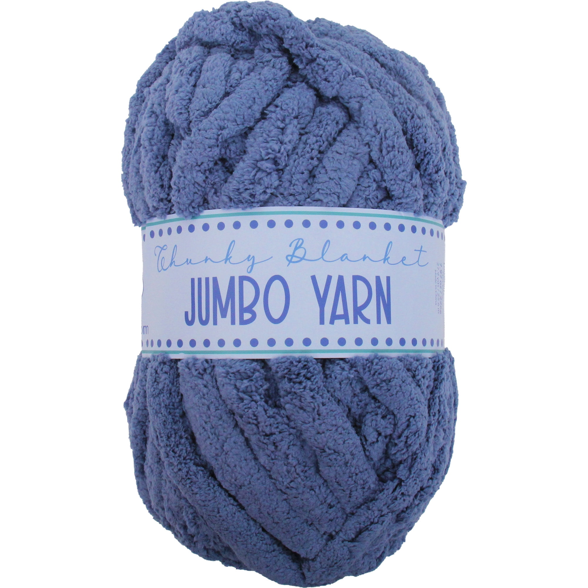 ThreadArt Chunky Chenille Yarn for Hand Knitting – Jumbo Blanket Yarn, Soft Thick Polyester Chenille for Arm Knitting, DIY Throws, Pillows & Pet Beds – 26–27 Yards, 8 oz - Blue
