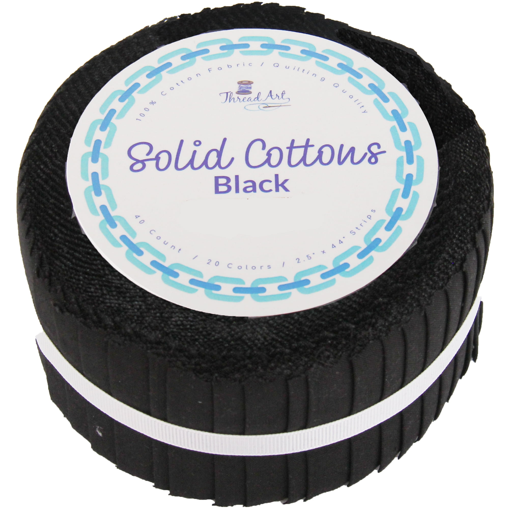 ThreadArt Jelly Roll Fabric Strips for Quilting, Crafting, and Sewing, 40 Precut Fabric Strips in Black, Premium Cotton for Quilts, Crafts, Rugs, Blankets, Clothing and More - Black