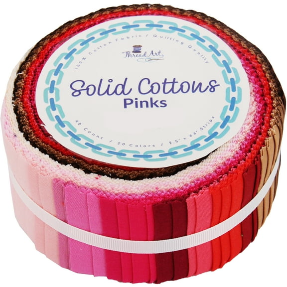 ThreadArt Jelly Roll Fabric Strips for Quilting, Crafting, and Sewing, 40 Precut Fabric Strips in Pink Shades, Premium Cotton for Quilts, Crafts, Rugs, Blankets, Clothing and More - Pink