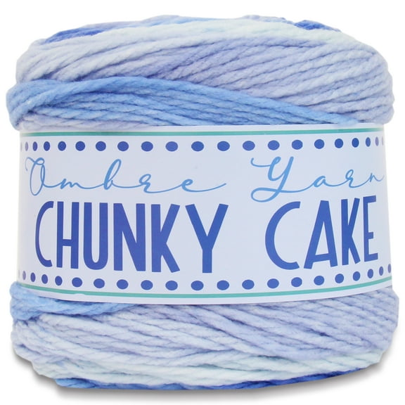 ThreadArt Ombre Yarn - Big Chunky Yarn Cake, 300g (316 Yards) – Thick Super Bulky #6 for Knitting & Crochet - Variegated 100% Soft Acrylic Fiber - Baby Blues 06