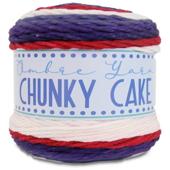 ThreadArt Ombre Yarn - Big Chunky Yarn Cake, 300g (316 Yards) – Thick Super Bulky #6 for Knitting & Crochet - Variegated 100% Soft Acrylic Fiber - Patriotic 09