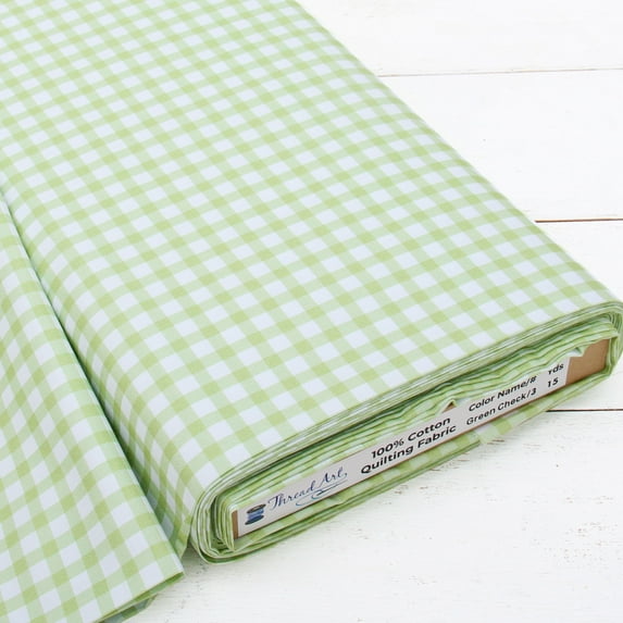 ThreadArt Premium Cotton Quilting Fabric Sold By The Yard - Green Check 3 - 44" Width - 100% Cotton - Quilting, Sewing, Crafts