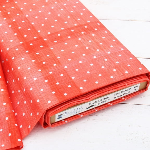 ThreadArt Premium Cotton Quilting Fabric Sold By The Yard - Orange Dot 4 - 44" Width - 100% Cotton - Quilting, Sewing, Crafts