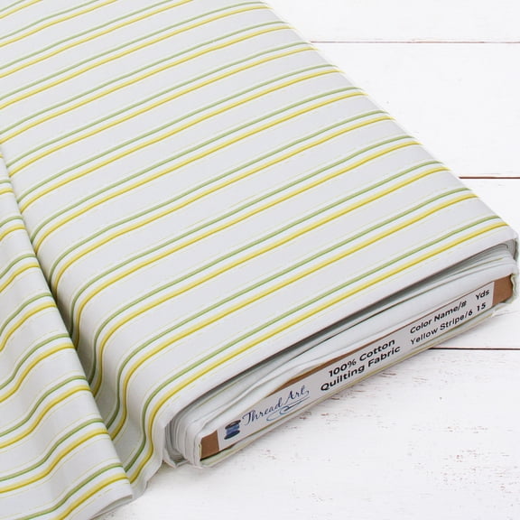ThreadArt Premium Cotton Quilting Fabric Sold By The Yard - Yellow Stripe 6 - 44" Width - 100% Cotton - Quilting, Sewing, Crafts