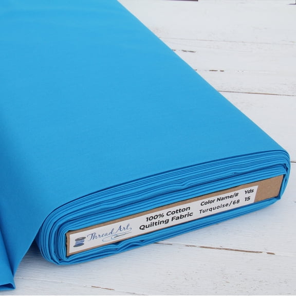 ThreadArt Premium Cotton Quilting Fabrics Sold By The Yard - Turquoise - 44" Width - 100% Cotton - Quilting, Sewing, Crafts