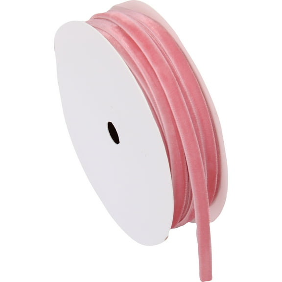 ThreadArt Thin Velvet Ribbon 1/4 Inch - Velvet Ribbon for Gift Wrapping, Weddings, Ribbon for Hair Bows, Choker Jewelry, Crafts, Bouquet And More - 5 Yard Rolls - Dusty Rose 1/4"