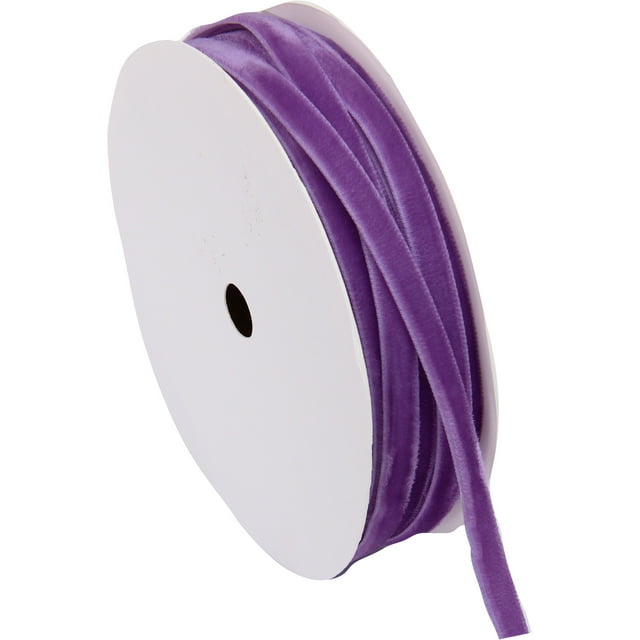 ThreadArt Thin Velvet Ribbon 1/4 Inch - Velvet Ribbon for Gift Wrapping, Weddings, Ribbon for Hair Bows, Choker Jewelry, Crafts, Bouquet And More - 5 Yard Rolls - Grape 1/4"