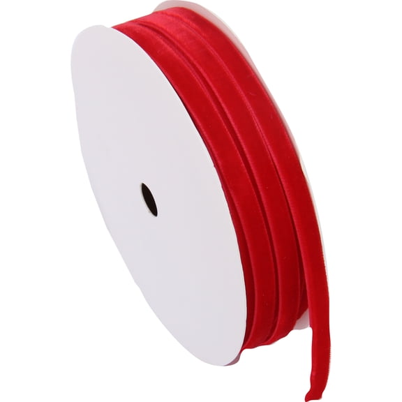 ThreadArt Thin Velvet Ribbon 1/4 Inch - Velvet Ribbon for Gift Wrapping, Weddings, Ribbon for Hair Bows, Choker Jewelry, Crafts, Bouquet And More - 5 Yard Rolls - Red 1/4"
