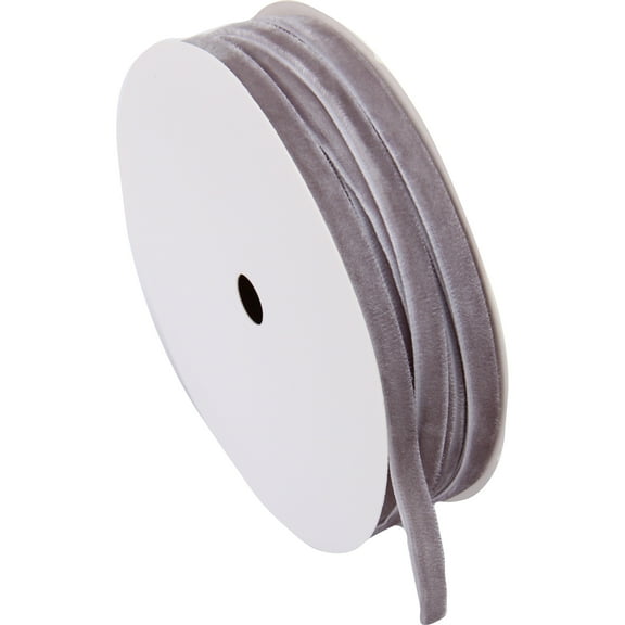 ThreadArt Thin Velvet Ribbon 1/4 Inch - Velvet Ribbon for Gift Wrapping, Weddings, Ribbon for Hair Bows, Choker Jewelry, Crafts, Bouquet And More - 5 Yard Rolls - Silver 1/4"