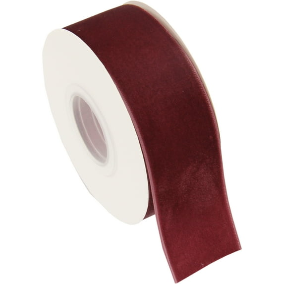 ThreadArt Velvet Ribbon 1 1/2 Inch Wide - Velvet Ribbon for Gift Wrapping, Weddings, Ribbon for Hair Bows, Choker Jewelry, Crafts, Bouquet And More - 5 Yard Rolls - Burgundy 1 1/2"