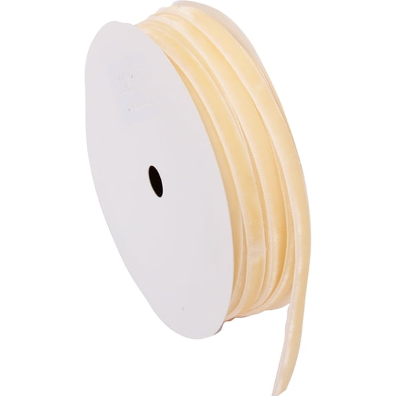 ThreadArt Thin Velvet Ribbon 1/4 Inch Wide - Velvet Ribbon for Gift Wrapping, Weddings, Ribbon for Hair Bows, Choker Jewelry, Crafts, Bouquet And More - 5 Yard Rolls - Ivory 1/4"