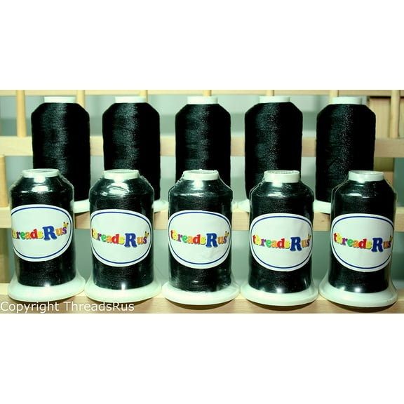ThreadNanny 10 Black Cones Poly Machine Embroidery Thread