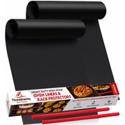 ThreadNanny Nonstick Reusable Large Oven Liner Mats and Silicone Oven Rack Protector Guard 2-Pack
