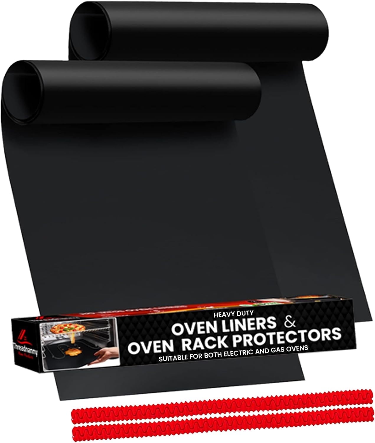 ThreadNanny 2-Pack Large Oven Liner Mats and 2-Silicon Oven Rack Protector Guard for Bottom of Oven