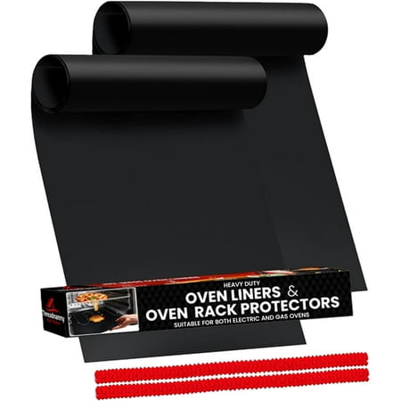 ThreadNanny 2-Pack Large Oven Liner Mats and 2-Silicon Oven Rack Protector Guard for Bottom of Oven