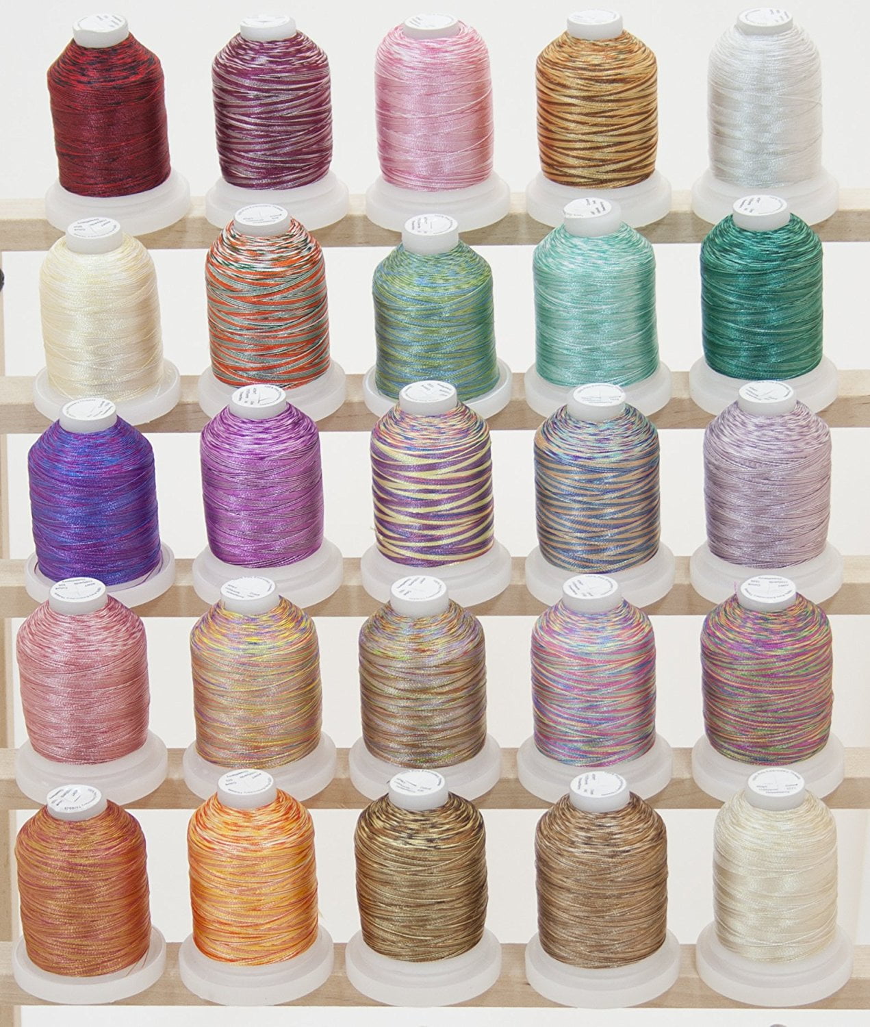 ThreadNanny LARGE 25 Cones Variegated Colors Polyester Machine Embroidery Machine Thread for Brother Babylock Janome Singer Pfaff Husqvarna Bernina Machines SET 2