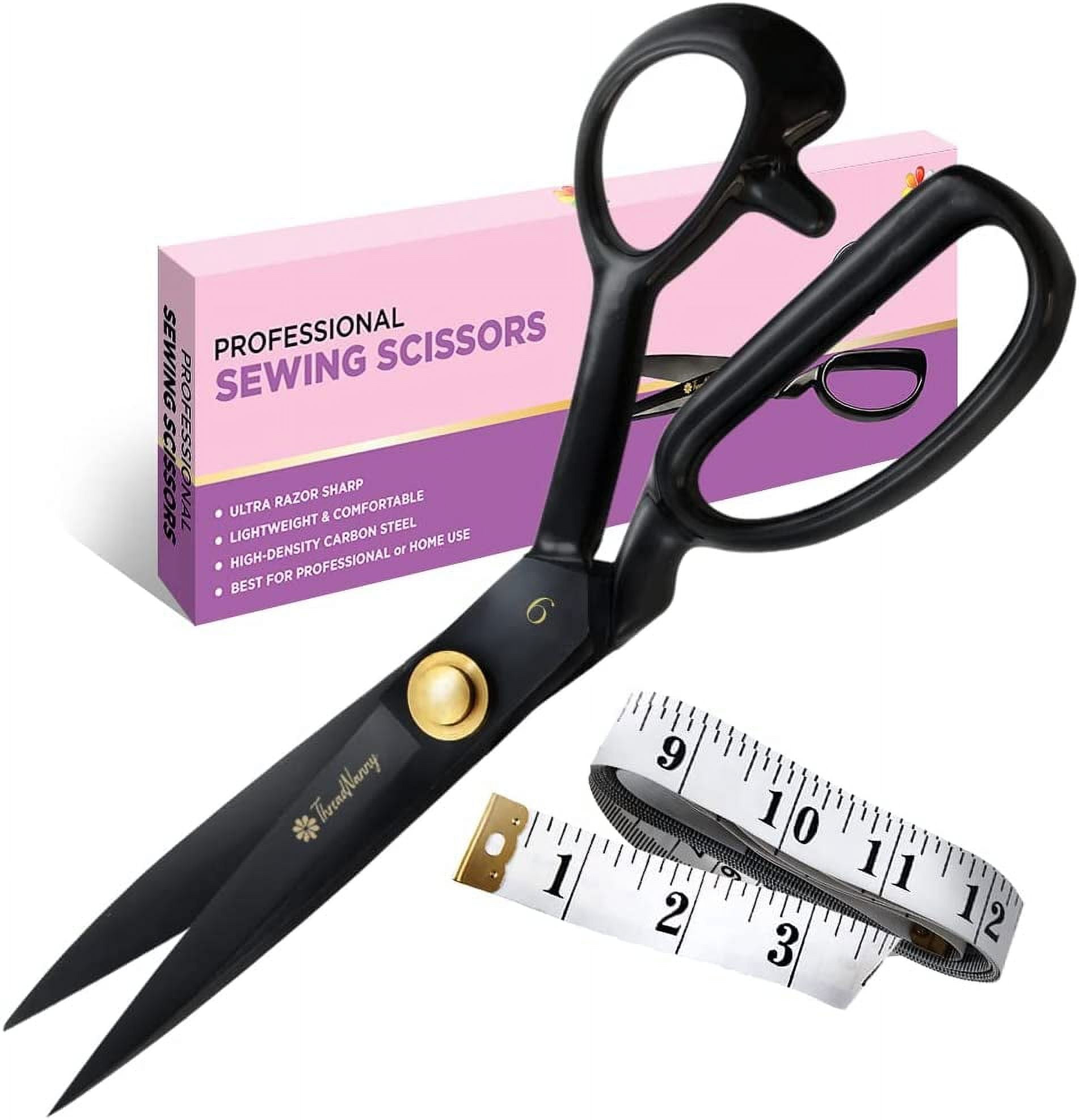  Handi Stitch Fabric Tailor Scissors and Thread Snipper – 9 Inch  Razor Sharp Stainless Steel for Sewing, Dressmaking & Knitting Needs –  Durable Black Shears for Cutting Denim, Leather & More 