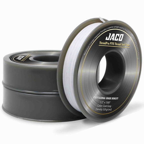 JACO ThreadPro PTFE Thread Seal Tape - 1/2" x 100 ft. (Mega Roll) | Professional-Grade Thread Sealant (Cool Gray)