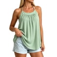 thumbnail image 1 of ThreadVibe Women's Basic Scoop Neck Tank Tops With Built in Bras Casual Summer Tank Tops,Pleated Front Loose‑Fit Flowy Summer Sleeveless Shirts, 1 of 6