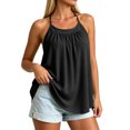 thumbnail image 1 of ThreadVibe Women's Basic Scoop Neck Tank Tops With Built in Bras Casual Summer Tank Tops,Pleated Front Loose‑Fit Flowy Summer Sleeveless Shirts, 1 of 6