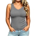 thumbnail image 1 of ThreadVibe Womens Plus Size Tank Tops V Neck Sleeveless Ribbed Tank Casual Basic Thick Strap Slim Fitted Racerback Shirts Cute Going Out Top,Business Casual Outfits, 1 of 7