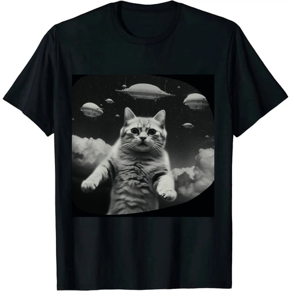 ThreadWeird Alien Cat UFO T-Shirt