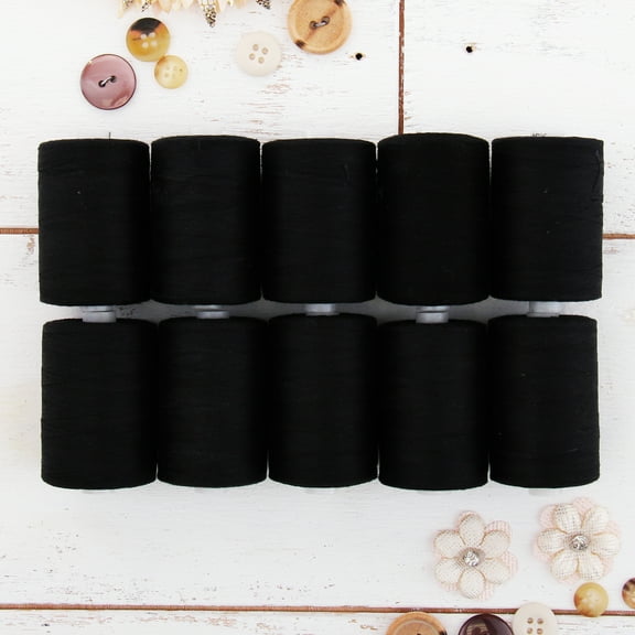 Threadart 100% Cotton Thread Set | 10 Black Spools | 1000M (1100 Yards) Spools | For Quilting & Sewing 50/3 Weight | Long Staple & Low Lint | Over 20 Other Sets Available