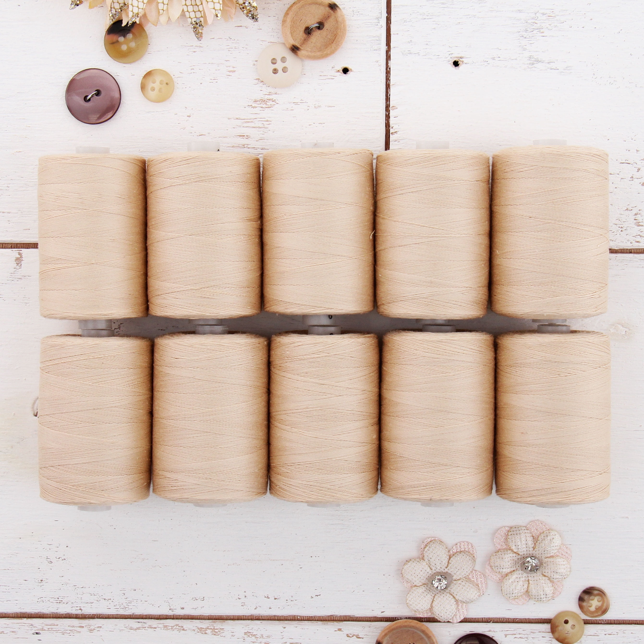 Threadart 100% Cotton Thread Set | 10 Natural Color Spools | 1000M (1100 Yards) Spools | For Quilting & Sewing 50/3 Weight | Long Staple & Low Lint | Over 20 Other Sets Available