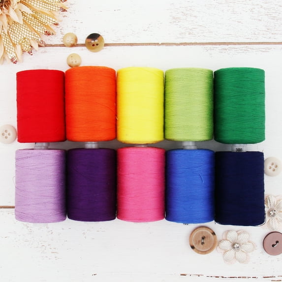 Threadart 100% Cotton Thread Set | 10 Rainbow Color Spools | 1000M (1100 Yards) Spools | For Quilting & Sewing 50/3 Weight | Long Staple & Low Lint | Over 20 Other Sets Available
