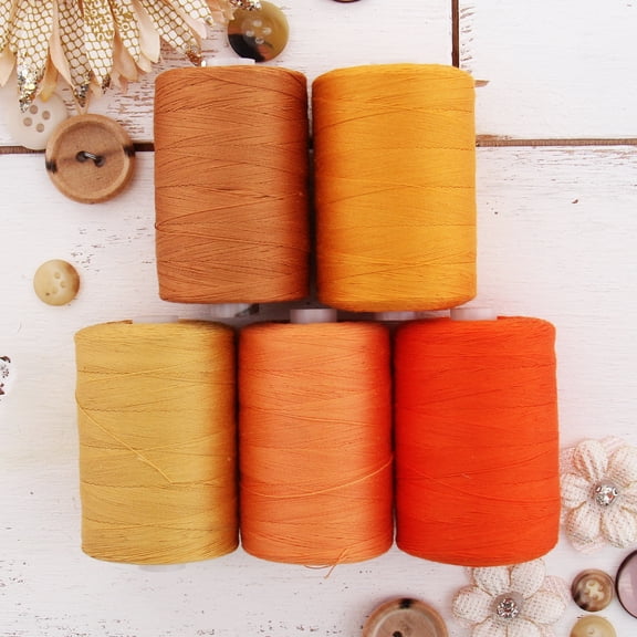 Threadart 100% Cotton Thread Set | 5 Orange Tones | 1000M (1100 Yards) Spools | For Quilting & Sewing 50/3 Weight | Long Staple & Low Lint | Over 20 Other Sets Available