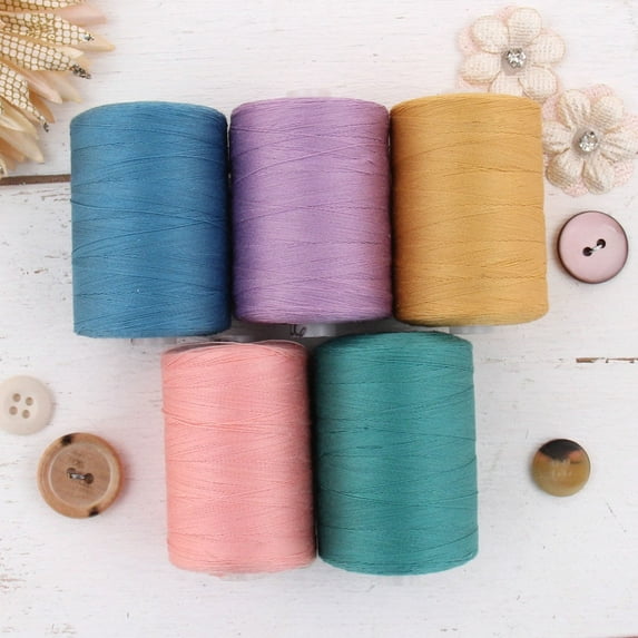 Threadart 100% Cotton Thread Set | 5 Spring Bouquet Colors | 1000M (1100 Yards) Spools | For Quilting & Sewing 50/3 Weight | Long Staple & Low Lint | Over 20 Other Sets Available