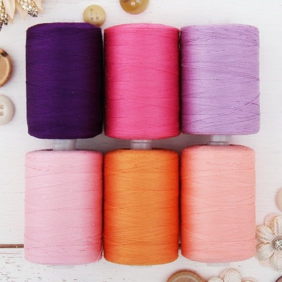 Threadart 100% Cotton Thread Set | 6 Pastel Tones | 1000M (1100 Yards) Spools | For Quilting & Sewing 50/3 Weight | Long Staple & Low Lint | Over 20 Other Sets Available