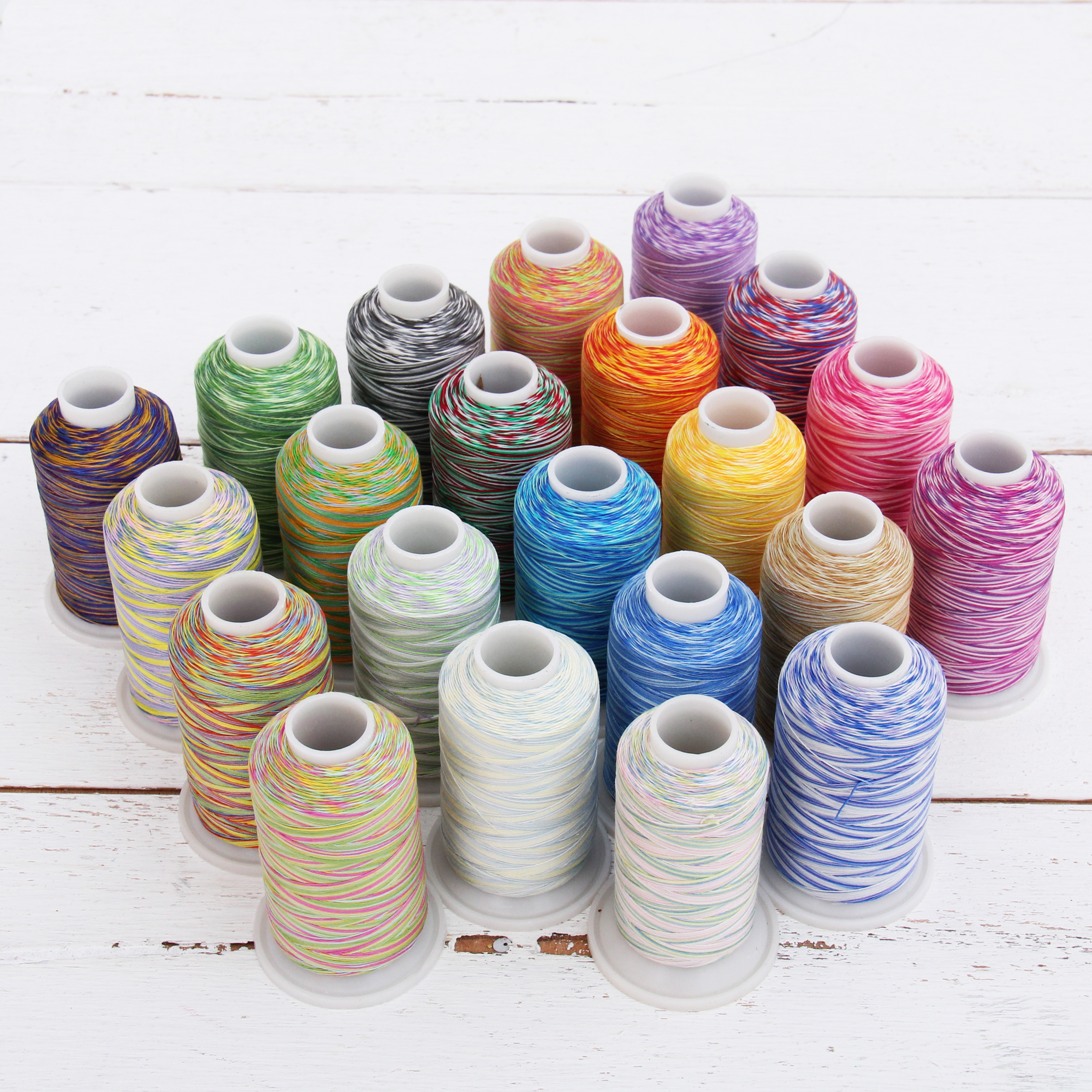 Threadart 100% Cotton Variegated Thread Set | 22 Colors | 600M (660 ...