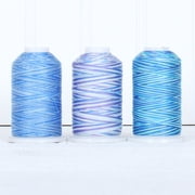Threadart 100% Cotton Variegated Thread Set | 3 Cones Blue Shades | 600M 660 Yards Cones | For Quilting & Sewing 40/3 Weight | Long Staple & Low Lint | Over 20 Other Sets Available