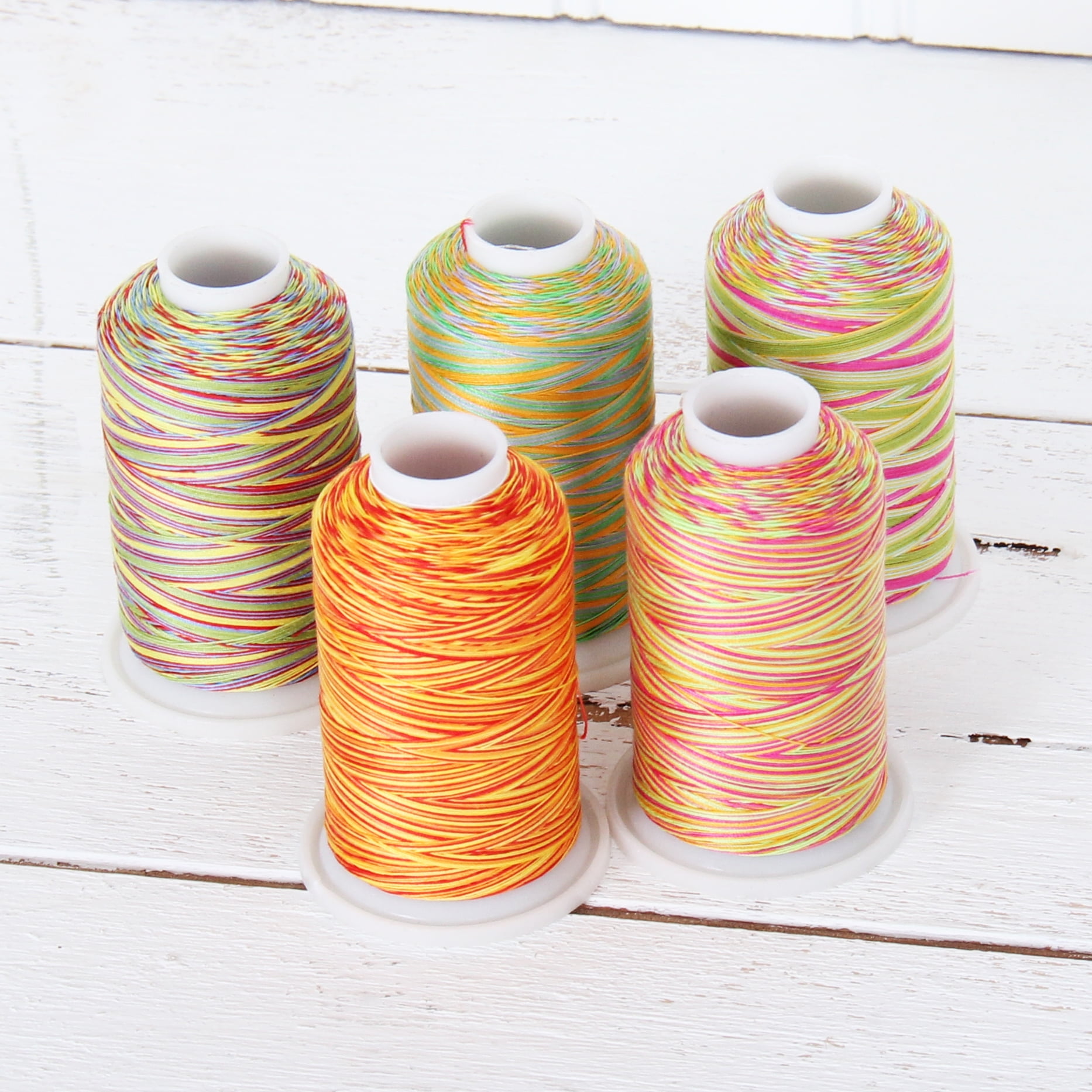 Threadart 100% Cotton Variegated Thread Set | 5 Cones Party Colors ...