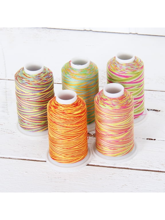 100% Cotton Variegated Thread Set | 5 Cones Party Colors | 600M (660 Yards) Cones | For Quilting & Sewing 40/3 Weight | Long Staple & Low Lint | Over 20 Other Sets Available