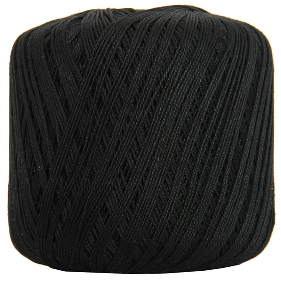 Threadart 100% Pure Cotton Crochet Thread - BLACK - For tablecloths, bedspreads, and fashion accessories. 100% mercerized cotton - Size 3 - Color 13