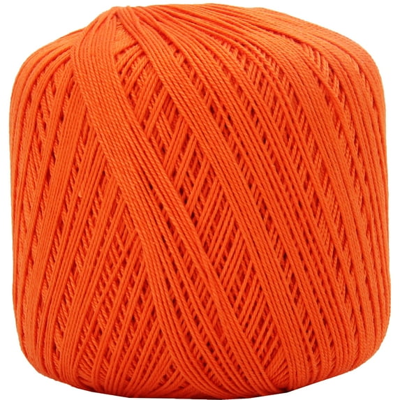 Threadart 100% Pure Cotton Crochet Thread - ORANGE - For tablecloths, bedspreads, and fashion accessories. 100% mercerized cotton - Size 10 - Color 3510