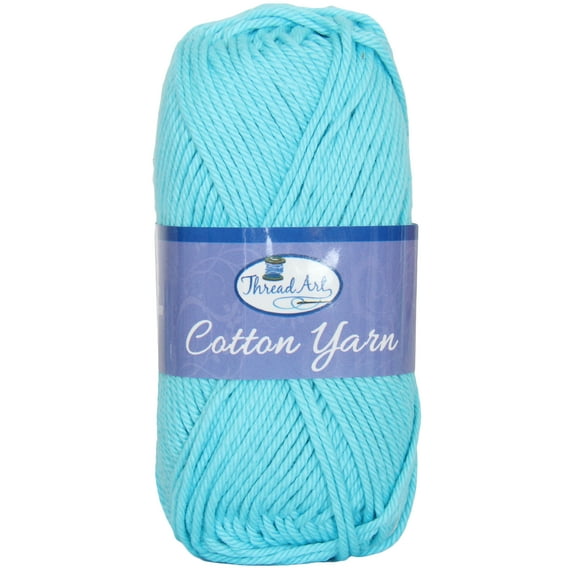 Threadart 100% Pure Cotton Crochet Yarn | 50 gram Skeins | Worsted Medium #4 Yarn | 85 yds per Skein | 30 Colors Available | Aqua #3545